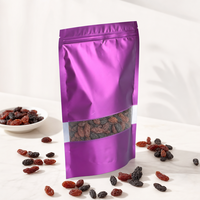 Sachet de café refermable à fond plat, résistant à l'humidité, en aluminium avec fermeture éclair et fenêtre transparente, pour l'emballage de fruits secs et de snacks