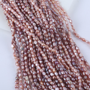 Promotion Collier de perles naturelles de Zhuji 3-4mm, petites perles baroques à trou droit, semi-finies, double face, légèrement nacrées, couleurs blanc et rose, pour DIY - Product Image 1