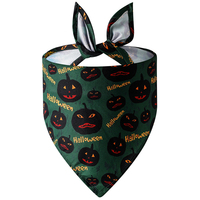 Bandana triangulaire ajustable pour chien et chat, en polyester léger et écologique, imprimé citrouille, fantôme, chauve-souris, pour Halloween