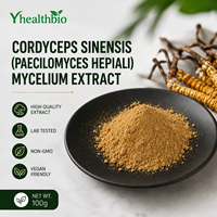 Poudre d'extrait de mycélium de Cordyceps Sinensis de haute pureté, matière première de champignon fermenté Paecilomyces Hepiali, qualité alimentaire