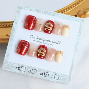 Uñas acrílicas de lujo al por mayor, uñas postizas hechas a mano, cobertura completa 3D, cortas, con diseño de ataúd, mariposa, estrella, puntas francesas, alta calidad - Product Image 3