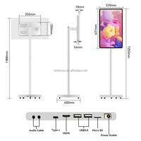 Afficheur numérique Rovesky de 32 pouces avec batterie, système d'exploitation Android 8+128 Go, écran tactile et support rotatif (station d'accueil pour tablette) pour utilisation dans les ascenseurs