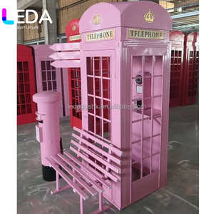 Cabina Telefónica LEDA de Londres, de Hierro, Estilo Antiguo, Color Rosa Floral, en Oferta, Nueva Decoración Artística para el Hogar y Fiestas de Boda - Product Image 6