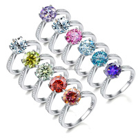 Certificat Gra personnalisé 925 argent Sterling plaqué rhodium 1Ct coupe ronde VVS1 D couleur Moissanite anneaux femmes mariage bijoux fins