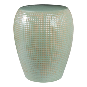 Textured Ceramic Barrel <b>Garden</b> <b>Stool</b> Glazed Design Outdoor Side Table Decorative Accent - Product Image 3