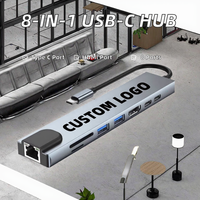 Hub USB-C 8-en-1 NKIWI/OEM - Compatible avec les cartes SD/TF pour ordinateurs de bureau et portables - En stock