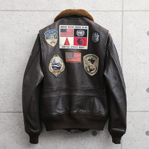 Chaqueta de Vuelo Bomber para Hombre Estilo <span class=keywords><strong>Top</strong></span> Gun G1 Tom Cruise Maverick de Cuero PU con Parche Bordado para Piloto Aviador o Motociclista - Product Image 6