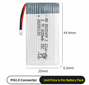 3,7V 600mAh 25C Hochleistungs-Wiederaufladbare Li-Ionen-Batterie für RC-Drohnen (Syma X5/X5C/X5SC/<span class=keywords><strong>X5SW</strong></span>/Cheerson CX30W/Skytech M68) Vorrätig - Product Image 5