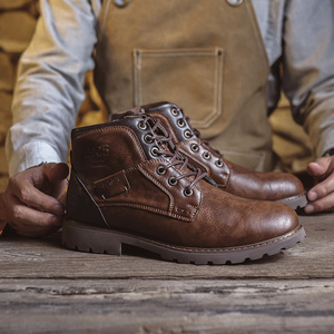 Nouvelles bottes en PU à lacets pour hommes, style rétro britannique, mode, cheville, imperméables, confortables, semelle durable, légères, respirantes, bout pointu - Product Image 6