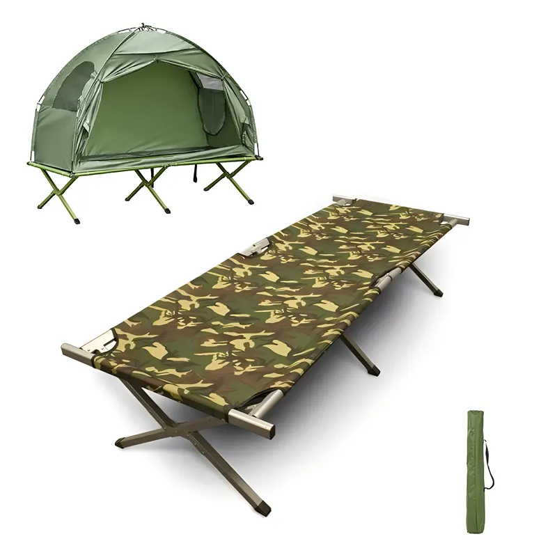 Outdoor Draagbare Kampeertent Met Bed Opvouwbaar Bed Met Opbergdoos Heavy Duty Stapelbed Office Slaaptent Stretcher Reiswieg