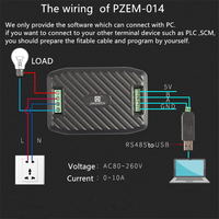 Peacefair-Medidor de energía AC de 1 fase, vatímetro inteligente, amplificador Kwh, RS485, Modbus, 220V, 10A, 100A, medidor de energía eléctrica