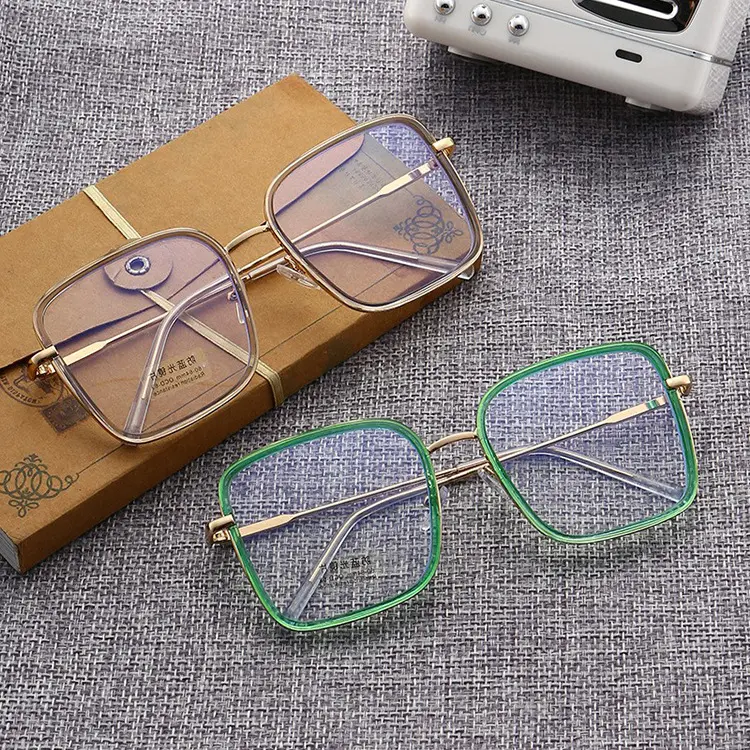 Veelkleurige Vierkante Oversized Brillen Frames Anti Blauw Licht Blokkerende Oogglazen