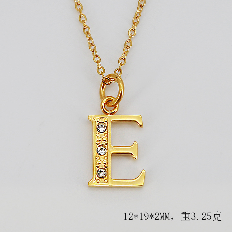 (ทอง) ตัวอักษร E (รวมสร้อยคอ)