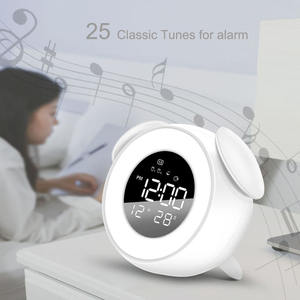 Despertador Digital Led para mesita de noche, amanecer y atardecer, alarma de música, espejo para dormitorio, escritorio, Calendario, Reloj de mesa, cargador de teléfono - Product Image 3