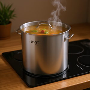 Olla de acero inoxidable Soga de 12L de gran capacidad con tapa para cocinar sopa y caldos - Product Image 2