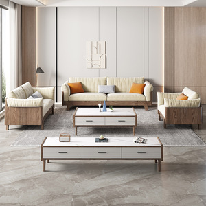 Juego de Sofás en Forma de L de Madera Maciza con Almacenamiento, Color Madera Natural, Muebles Modernos para Sala de Estar - Product Image 4