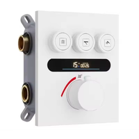 Déviateur de douche à bouton poussoir 3 voies-Pistolet de salle de bain Gris Mitigeur de douche intelligent à température constante avec affichage numérique