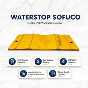 Flexible Waterproof <b>PVC</b> Waterstop SF-V200-ST SOFUCO 200mm Width 20m/<b>roll</b> 100% Virgin <b>PVC</b> For Cost Saving Concrete Joint Sealing - Product Image 1