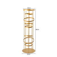 Support de centre de table rond en métal doré de haute qualité avec vase décoratif en placage transparent pour toile de fond de mariage