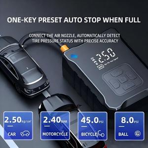 Pompe à air portable sans fil pour voiture, <span class=keywords><strong>gonfleur</strong></span> de pneus électrique numérique 150 PSI, 4000 mAh, gonflage rapide, pompe automatique pour véhicule, <span class=keywords><strong>vélo</strong></span>, ballon - Product Image 4