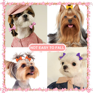 Nouvelle vague Point arc cheveux corde coiffure coton accessoires pour animaux de compagnie pour chiens et chats imprimé motif Animal Bandanas et chapeaux - Product Image 4