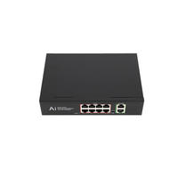 Conmutador Ethernet Gigabit Tenveo PoE8, 8 Puertos PoE+2 Uplink, Transmisión de 100m y Seguridad VLAN, Gigabit RJ45, 30W, Alta Estabilidad