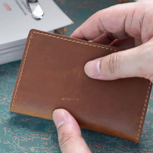 Pour Boshiho personnalisé lin doublé affaires RFID porte-carte hommes court à deux volets en cuir véritable <span class=keywords><strong>portefeuille</strong></span> motif étoile prix usine <span class=keywords><strong>G</strong></span> - Product Image 3