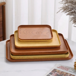 Sustainable Modern <strong>Rectangular</strong> Wood Grain <strong>Serving</strong> Tray Food Grade <strong>Plastic</strong> PP Tray for Cafe Desserts Afternoon Tea - Product Image 3
