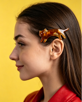 Barrette à cheveux YuAo en acétate de cellulose, pince crocodile, pour enfants, brillante, faite à la main, avec yeux en strass, accessoires de fête en carton