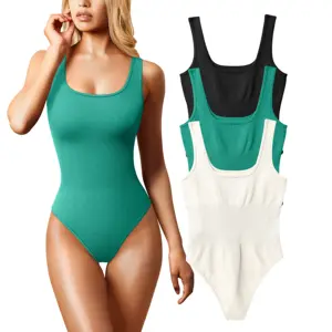 Factory Wholesale Spot Women's Yoga Rompers Ribbed 1 Piece Tummy Control Bodysuits