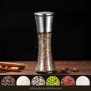 Ensemble moulin à sel et à poivre en fer, design moderne, hermétique et réglable, avec pot en verre et céramique, pour la restauration en gros - Product Image 5