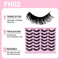 Faux cils en vison synthétique, volumineux et légers, bande complète, 3D naturel, réutilisables, pointe effilée, bande fine, faits à la main en usine, vente en gros