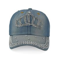 Nouvelle Casquette de Baseball Unisexe Vintage en Coton Lavé, Style Sportif, avec Broderie Main, Logo Personnalisé, Lettres Bling et Strass, en Denim Oxford