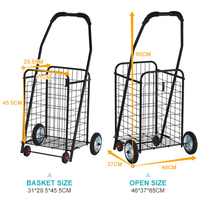 Chariot de courses pliable grande capacité pour extérieur avec poignée télescopique et 4 roues, chariot de transport portable robuste pour voyage et plage