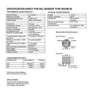 Capteur de gaz électrochimique Membrapor No2/M-20 pour la détection du dioxyde d'azote - Product Image 2