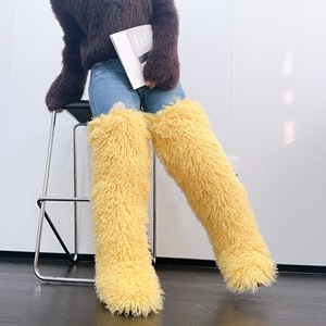 נשים באיכות גבוהה שטוח עקב על הברך מטושטשת פרווה פרווה שלג bootsy bootsofsoft ברך ירך גבוה הבוהן mongolian פרווה מגפיים פרווה - Product Image 3