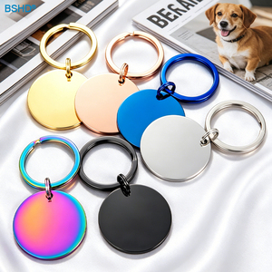 Porte-clés ronds vierges <span class=keywords><strong>en</strong></span> métal or rose, plaques d'identification pour chiens, gravure laser, porte-clés vierges <span class=keywords><strong>en</strong></span> acier inoxydable, livraison immédiate - Product Image 1