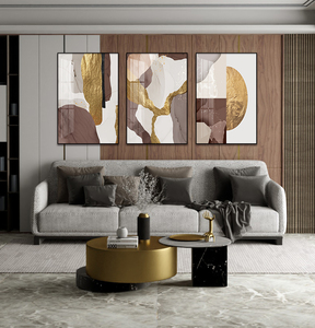 3 pezzi astratta oro bianco e grigio <span class=keywords><strong>pittura</strong></span> e arte della parete per la decorazione della casa e della stanza stampa di lusso su poster di tela - Product Image 6