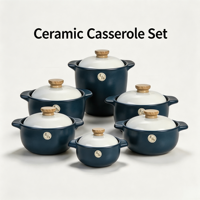 Ensemble de casseroles coréennes en céramique, 6 pièces, légères, durables, saines, résistantes aux hautes températures, compatibles avec les cuisinières à gaz et les fours, faciles à nettoyer