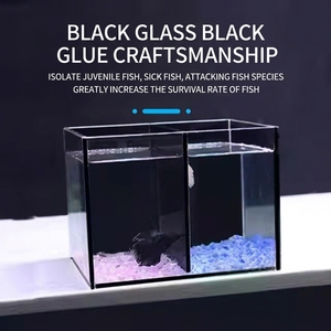 JSD Ultra <span class=keywords><strong>White</strong></span> Black Glass - Acuario de escritorio de doble compartimento para peces Betta, kit de acuario para el hogar y la oficina - Product Image 3
