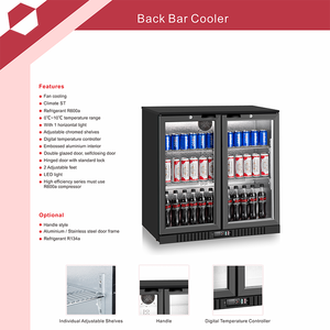 Refrigerador de Bebidas Transparente de Doble Puerta de Alta Calidad, Congelador Vertical Portátil, Exhibidor Refrigerador para Uso Doméstico, 208L - Product Image 3