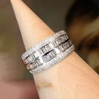 Délicat cristal géométrique brillant 3A Zircon large bagues pour fiançailles mariage argent plaqué CZ anneaux pour femmesGJZ0970