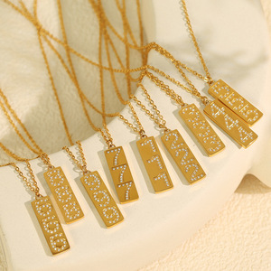 Nuova Collana Moda Impermeabile in Acciaio Inox Placcato Oro 18k con Zirconi Numeri Angelici da 111 a 999 per Donne - Product Image 3