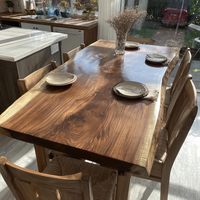 Table en bois massif à bord naturel, design moderne, prix d'usine, pour cuisine, bureau à domicile, restaurant, salle à manger
