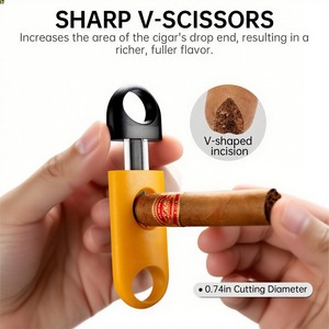 卸売 新着 精巧なシガーアクセサリーギフトセット 携帯用 鋭いラウンドカッター Vカット ドリルスーツ 喫煙初心者・プロ向け - Product Image 5