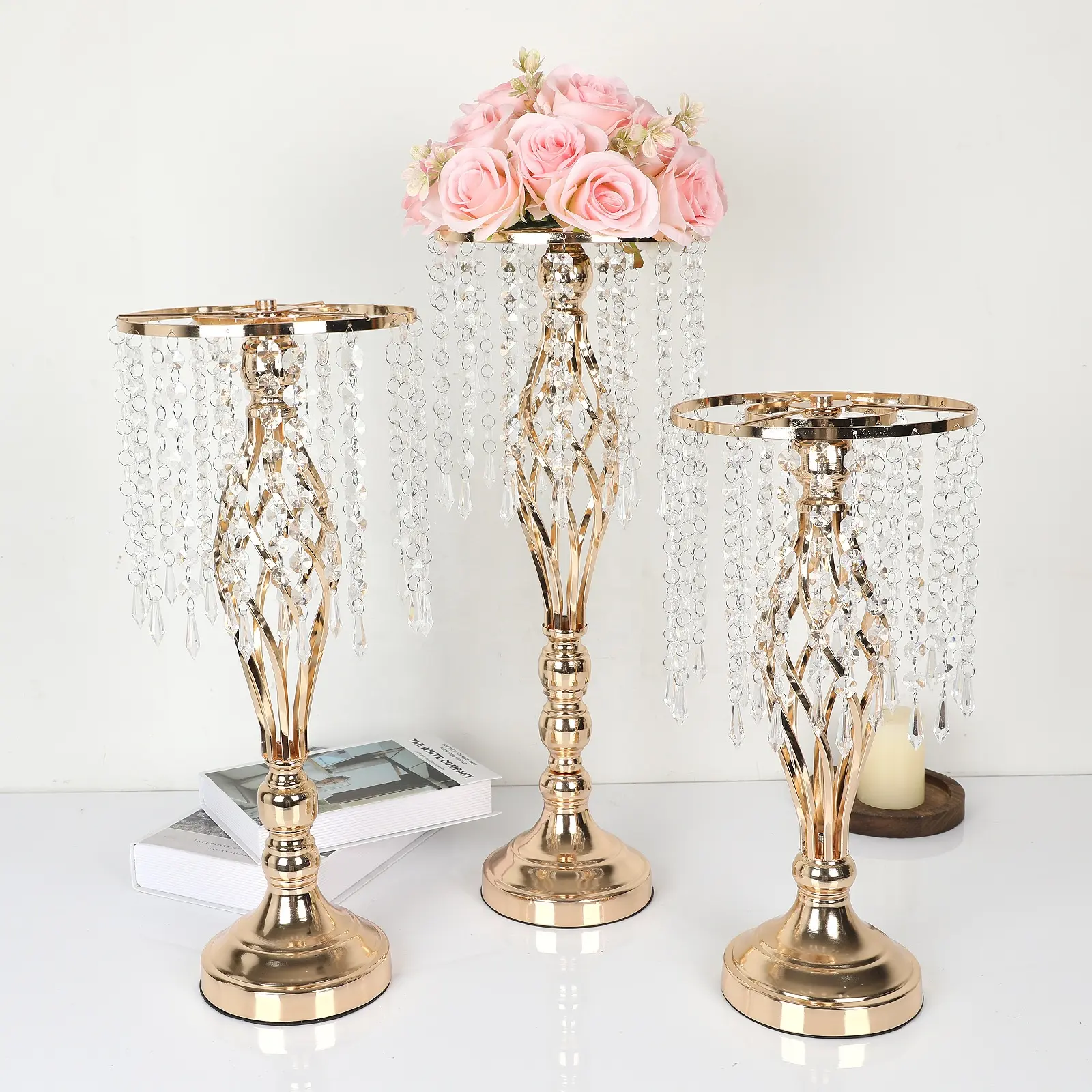 Metal stand vaso wedding centerpieces flor stand com acrílicos para mesa de casamento casamento decoração & suprimentos