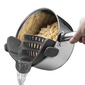 Passoire universelle en silicone pour toutes casseroles et bols, résistante à la chaleur, avec pince, passoire à pâtes, panier en acier pour usage en cuisine - Product Image 1