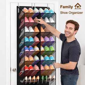 Over The Door Shoe Organizer 20 Pockets Breathable Mesh Hanging Rack For Closet Storage <b>Black</b> 10 Tier Shoe Rack - Product Image 2