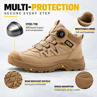 Bottes de sécurité respirantes mi-montantes à embout d'acier, tige en microfibre, semelle intermédiaire, doublure Hipoly, anti-écrasement, antidérapantes, résistantes à l'usure