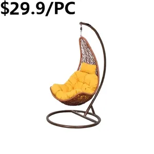 Fauteuil suspendu en rotin PE Fation Leisure pour intérieur et patio, chaise balançoire en forme d'œuf - Product Image 4